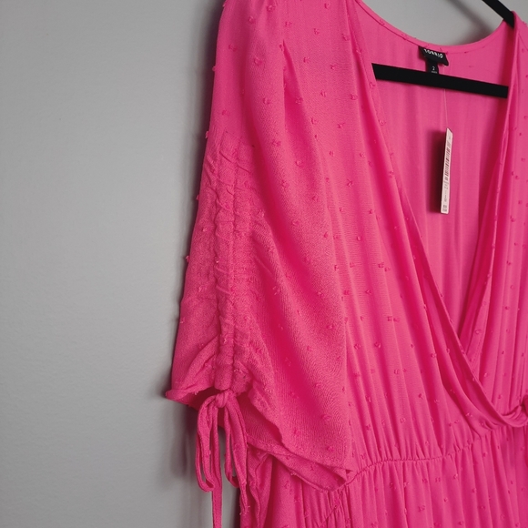 Torrid Midi Swiss Linen Surplice Dress in Honeysuckle size 2X - Picture 5 of 11